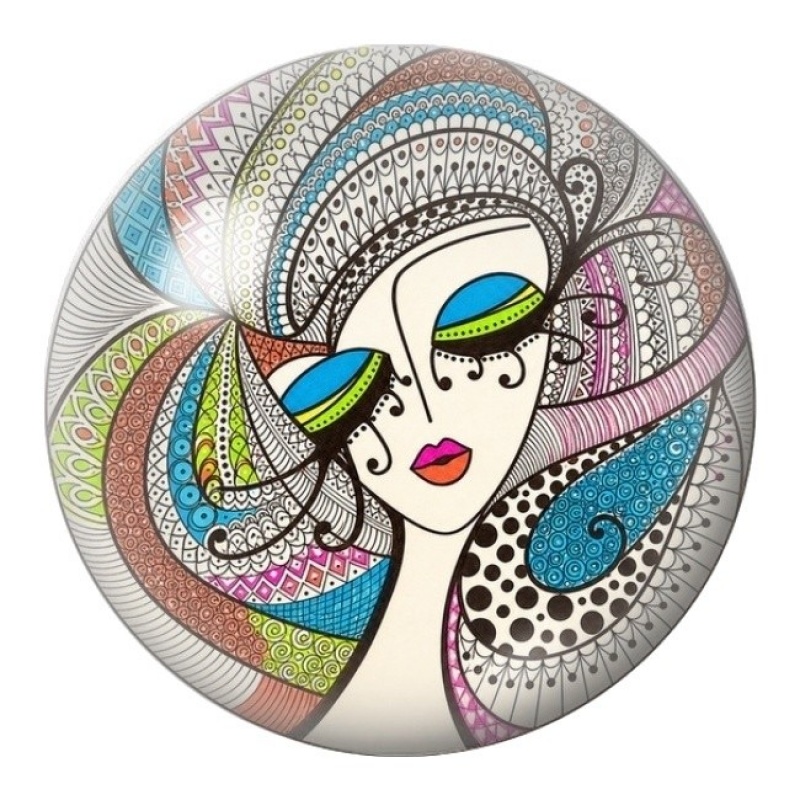 Cabochon en Verre Illustré Femme au Turban Graphique 12 à 25mm