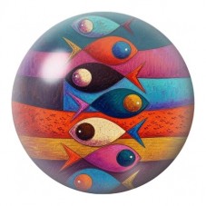 Cabochon en Verre Illustré Poissons Abstraits Colorés 12 à 25mm pour la Création de Bijoux Fantaisie - DIY