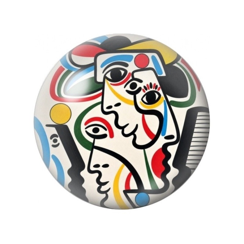 Cabochon en Verre Illustré Visage Cubiste Coloré 12 à 25mm