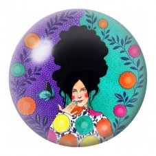 Cabochon en Verre Illustré Femme Afro aux Fleurs 12 à 25mm pour la Création de Bijoux Fantaisie - DIY
