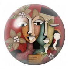 Cabochon en Verre Illustré Duo de Visages Cubistes 12 à 25mm pour la Création de Bijoux Fantaisie - DIY
