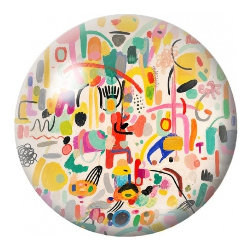 Cabochon en Verre Illustré Signes Abstraits Colorés 12 à 25mm