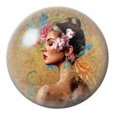 Cabochon en Verre Illustré Femme aux Papillons 12 à 25mm pour la Création de Bijoux Fantaisie - DIY