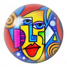 Cabochon en Verre Illustré Visage Cubiste Pop 12 à 25mm pour la Création de Bijoux Fantaisie - DIY