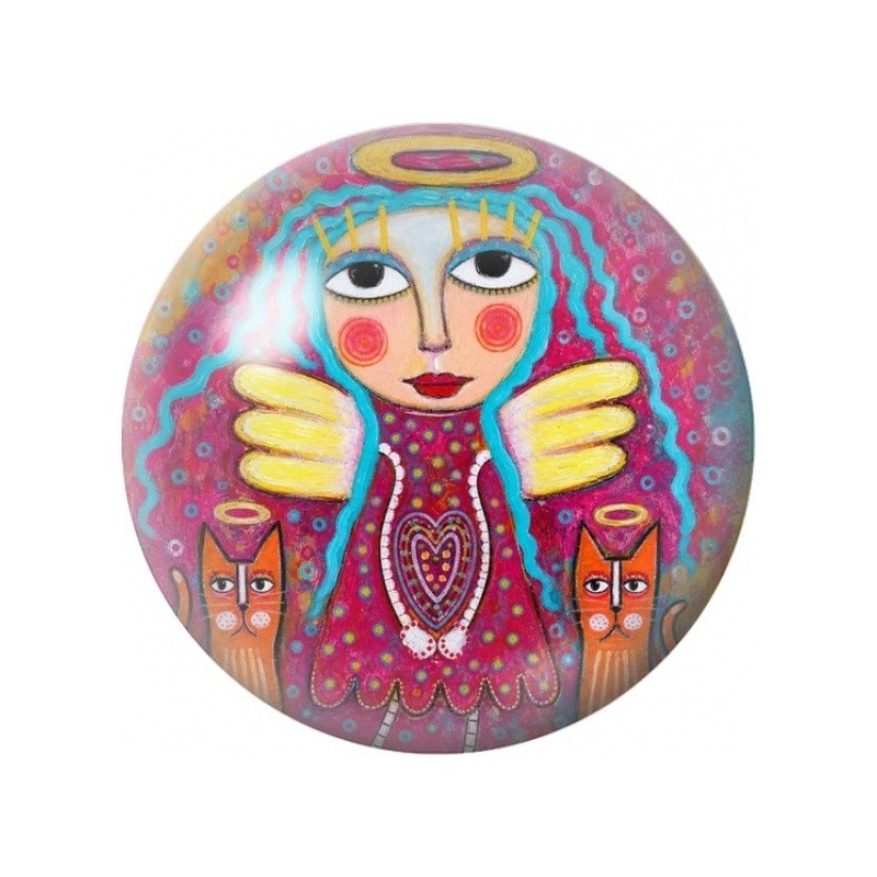Cabochon en Verre Illustré Ange Gardien Coloré 12 à 25mm