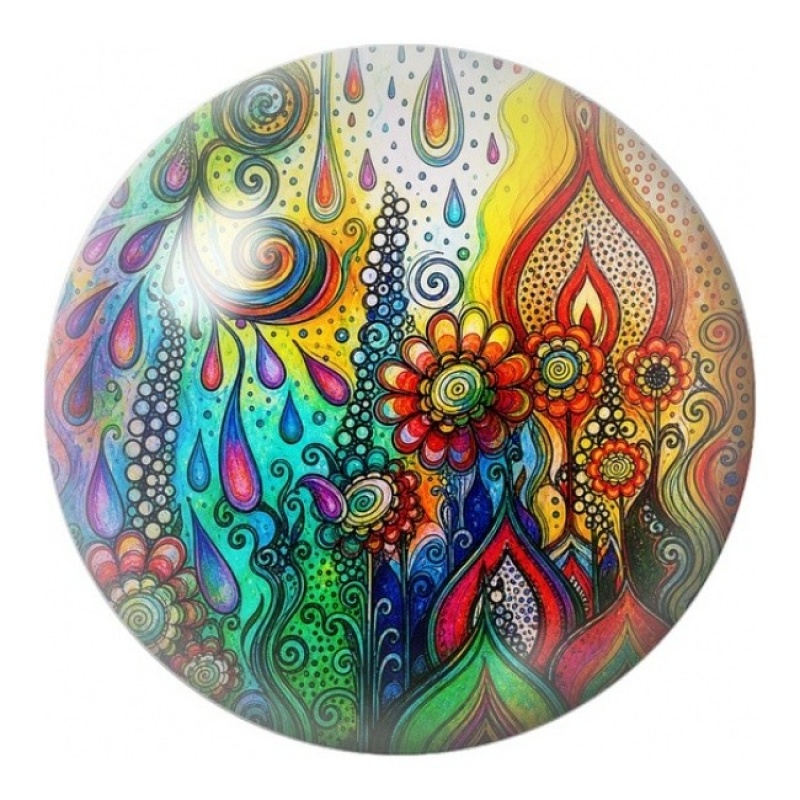 Cabochon en Verre Illustré Mandala Floral Multicolore 12 à 25mm