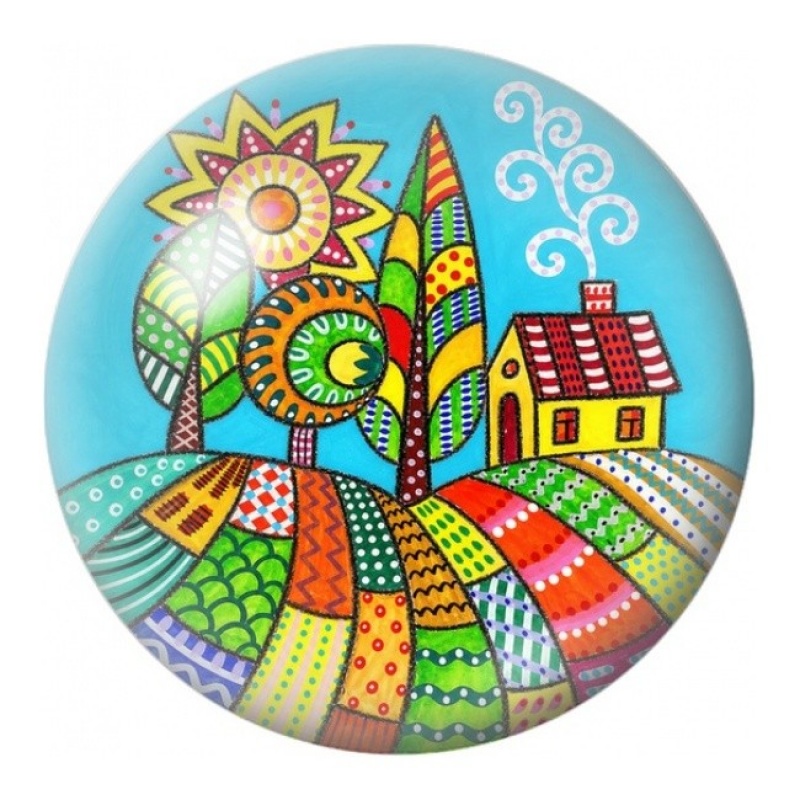 Cabochon en Verre Illustré Village au Soleil 12 à 25mm