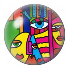 Cabochon en Verre Illustré Visages Cubistes Entrelacés 12 à 25mm pour la Création de Bijoux Fantaisie - DIY