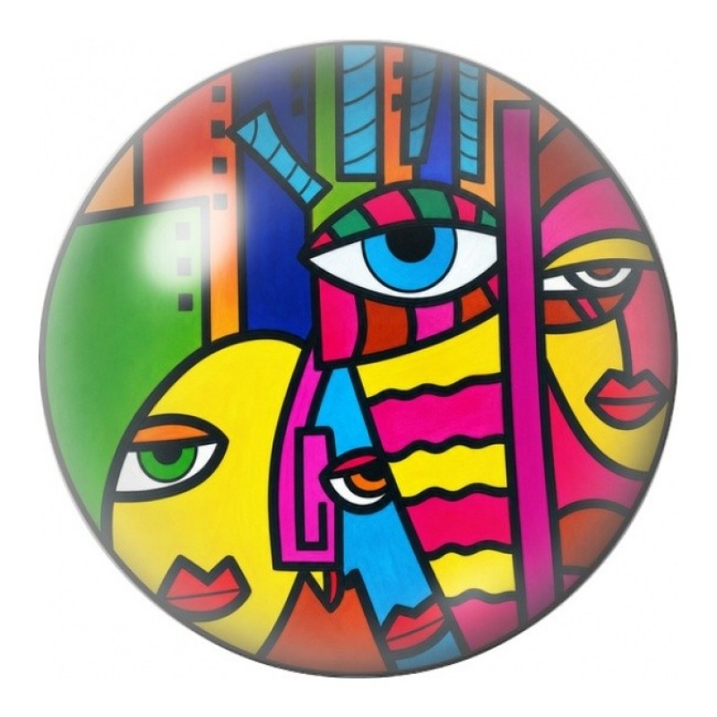 Cabochon en Verre Illustré Visages Cubistes Entrelacés 12 à 25mm