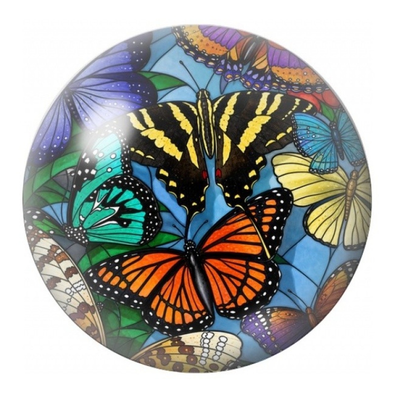 Cabochon en Verre Illustré Papillons Monarques aux Fleurs 12 à 25mm