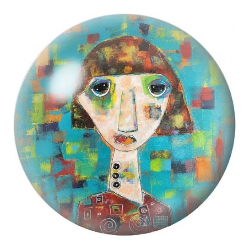 Cabochon en Verre Illustré Jeune Femme en Mosaïque 12 à 25mm