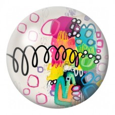 Cabochon en Verre Illustré Tracés Pop Multicolores 12 à 25mm pour la Création de Bijoux Fantaisie - DIY