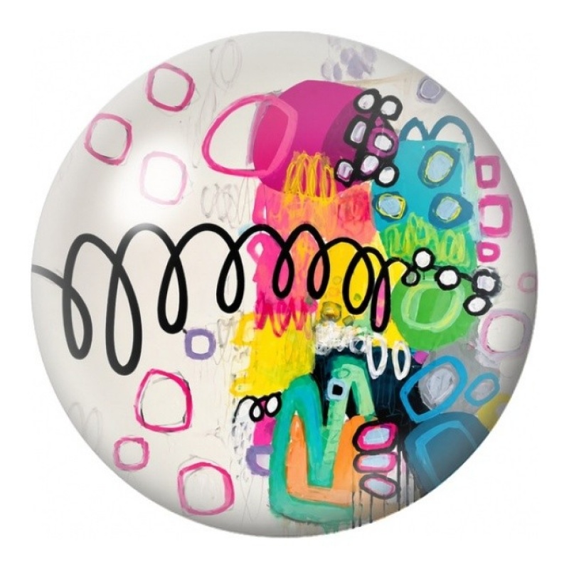 Cabochon en Verre Illustré Tracés Pop Multicolores 12 à 25mm