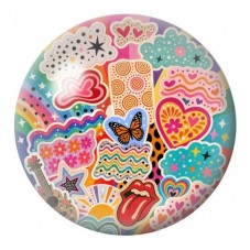 Cabochon en Verre Illustré Patchwork de Cœurs 12 à 25mm pour la Création de Bijoux Fantaisie - DIY