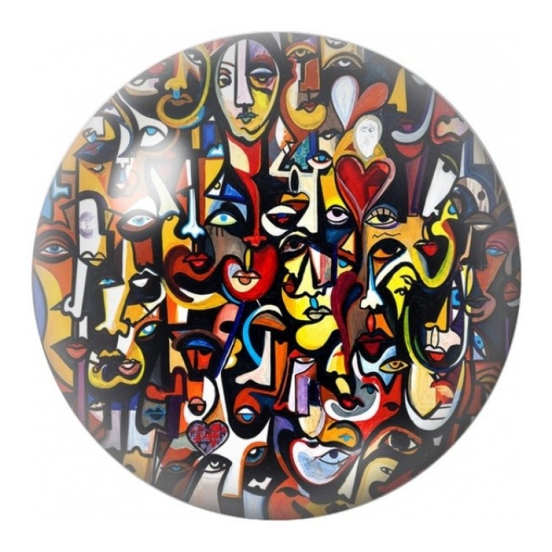 Cabochon en Verre Illustré Foule de Visages Abstraits 12 à 25mm