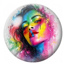 Cabochon en Verre Illustré Femme aux Éclats de Couleur 12 à 25mm pour la Création de Bijoux Fantaisie - DIY