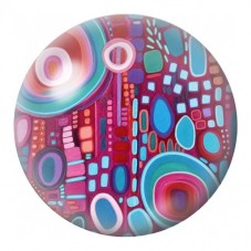 Cabochon en Verre Illustré Cité Abstraite Rose et Bleue 12 à 25mm pour la Création de Bijoux Fantaisie - DIY
