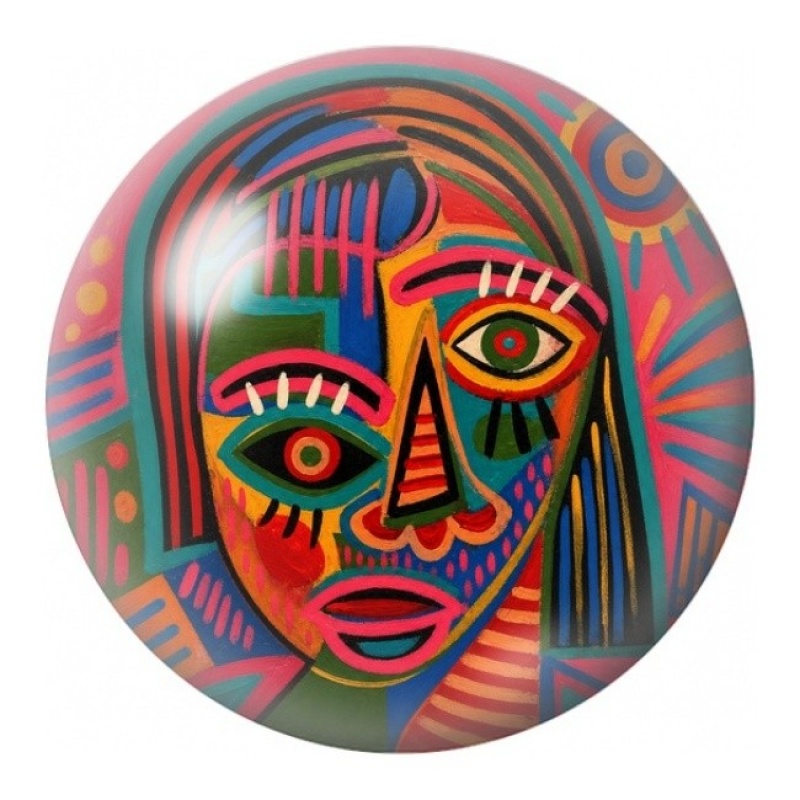 Cabochon en Verre Illustré Masque Africain Rouge 12 à 25mm