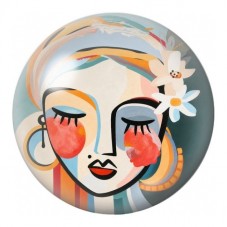 Cabochon en Verre Illustré Visage Féminin aux Fleurs 12 à 25mm pour la Création de Bijoux Fantaisie - DIY
