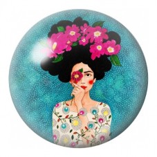 Cabochon en Verre Illustré Femme à la Couronne Rose 12 à 25mm pour la Création de Bijoux Fantaisie - DIY