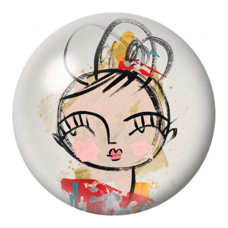 Cabochon en Verre Illustré Petite Japonaise au Chignon 12 à 25mm