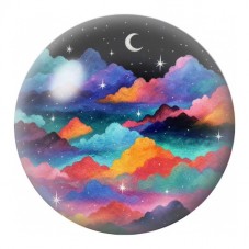 Cabochon en Verre Illustré Lune sur Nuages Colorés 12 à 25mm pour la Création de Bijoux Fantaisie - DIY