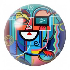 Cabochon en Verre Illustré Femme Cubiste aux Lunettes 12 à 25mm pour la Création de Bijoux Fantaisie - DIY