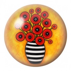 Cabochon en Verre Illustré Bouquet Rouge en Vase Rayé 12 à 25mm pour la Création de Bijoux Fantaisie - DIY
