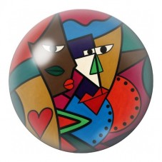 Cabochon en Verre Illustré Duo de Chats Cubistes 12 à 25mm pour la Création de Bijoux Fantaisie - DIY