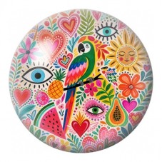 Cabochon en Verre Illustré Perroquet au Jardin Fantastique 12 à 25mm pour la Création de Bijoux Fantaisie - DIY