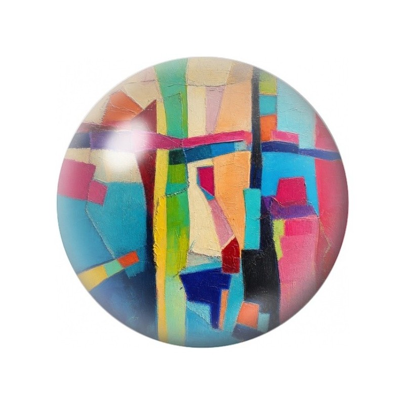 Cabochon en Verre Illustré Géométrie Abstraite Colorée 12 à 25mm