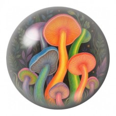 Cabochon en Verre Illustré Champignons Lumineux 12 à 25mm pour la Création de Bijoux Fantaisie - DIY