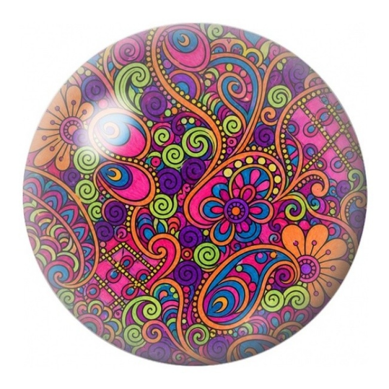 Cabochon en Verre Illustré Mandala Cachemire Coloré 12 à 25mm