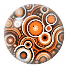 Cabochon en Verre Illustré Cercles Orange et Chocolat 12 à 25mm pour la Création de Bijoux Fantaisie - DIY