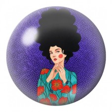Cabochon en Verre Illustré Femme Afro aux Roses Rouges 12 à 25mm pour la Création de Bijoux Fantaisie - DIY