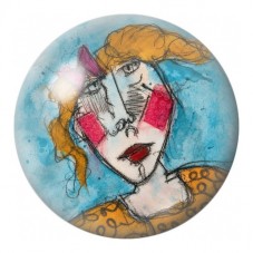 Cabochon en Verre Illustré Femme au Foulard Orange 12 à 25mm pour la Création de Bijoux Fantaisie - DIY