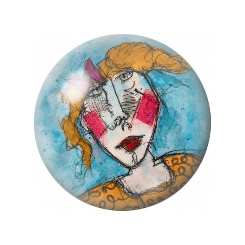 Cabochon en Verre Illustré Femme au Foulard Orange 12 à 25mm