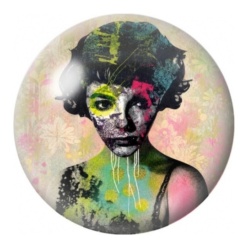 Cabochon en Verre Illustré Portrait Noir et Jaune 12 à 25mm