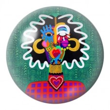 Cabochon en Verre Illustré Visage Pop au Cœur Rouge 12 à 25mm pour la Création de Bijoux Fantaisie - DIY