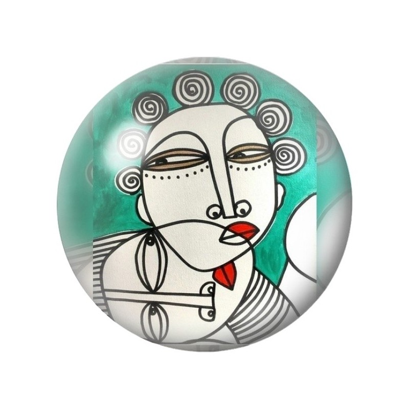 Cabochon en Verre Illustré Femme aux Boucles Graphiques 12 à 25mm