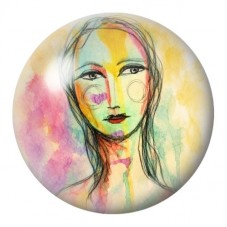 Cabochon en Verre Illustré Visage Féminin à l’Aquarelle 12 à 25mm pour la Création de Bijoux Fantaisie - DIY