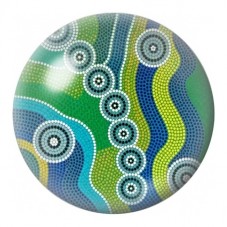 Cabochon en Verre Illustré Rivière Aborigène Bleue 12 à 25mm pour la Création de Bijoux Fantaisie - DIY
