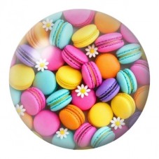 Cabochon en Verre Illustré Macarons Pastel 12 à 25mm pour la Création de Bijoux Fantaisie - DIY