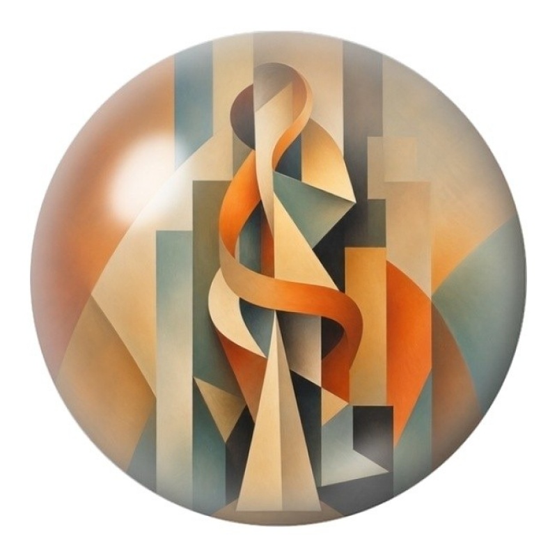 Cabochon en Verre Illustré Clé de Sol Cubiste 12 à 25mm