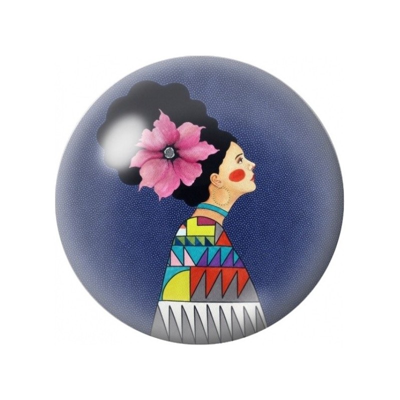 Cabochon en Verre Illustré Femme à la Fleur Rose 12 à 25mm