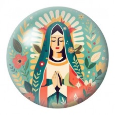 Cabochon en Verre Illustré Vierge aux Fleurs 12 à 25mm pour la Création de Bijoux Fantaisie - DIY