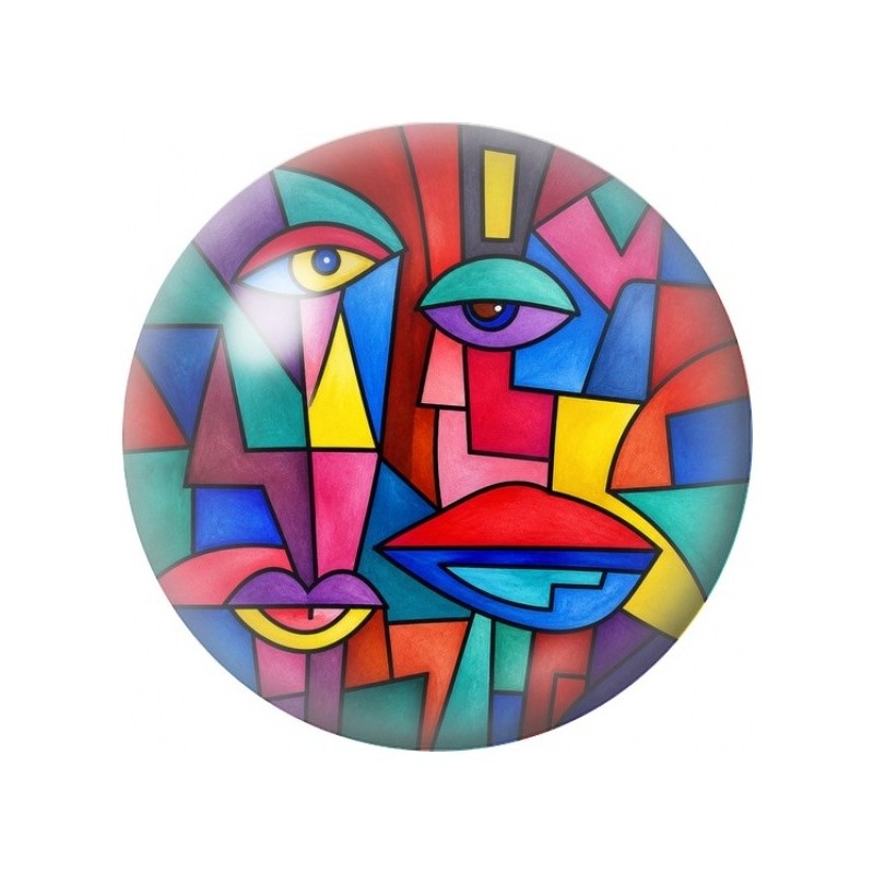 Cabochon en Verre Illustré Visages Cubistes Pop 12 à 25mm