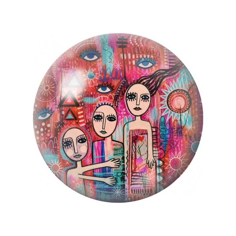 Cabochon en Verre Illustré Trois Femmes Urbaines 12 à 25mm