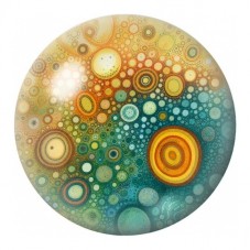 Cabochon en Verre Illustré Bulles d’Or et Turquoise 12 à 25mm pour la Création de Bijoux Fantaisie - DIY