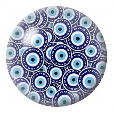 Cabochon en Verre Illustré Mandala Œil Bleu 12 à 25mm pour la Création de Bijoux Fantaisie - DIY